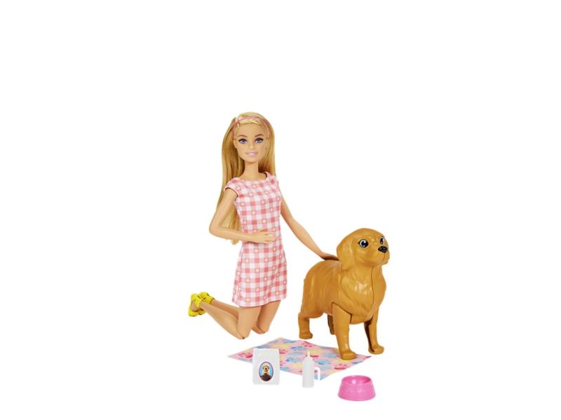 Mattel Barbie Dukke Blond Med Hund Hvalpe - Barbiest  - 0194735012442