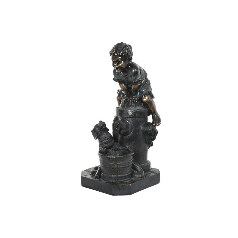 Springvand Med Dreng Hund Med Led Lys 88,5 47 47 - Dkd Home Decor  - 8424002013011