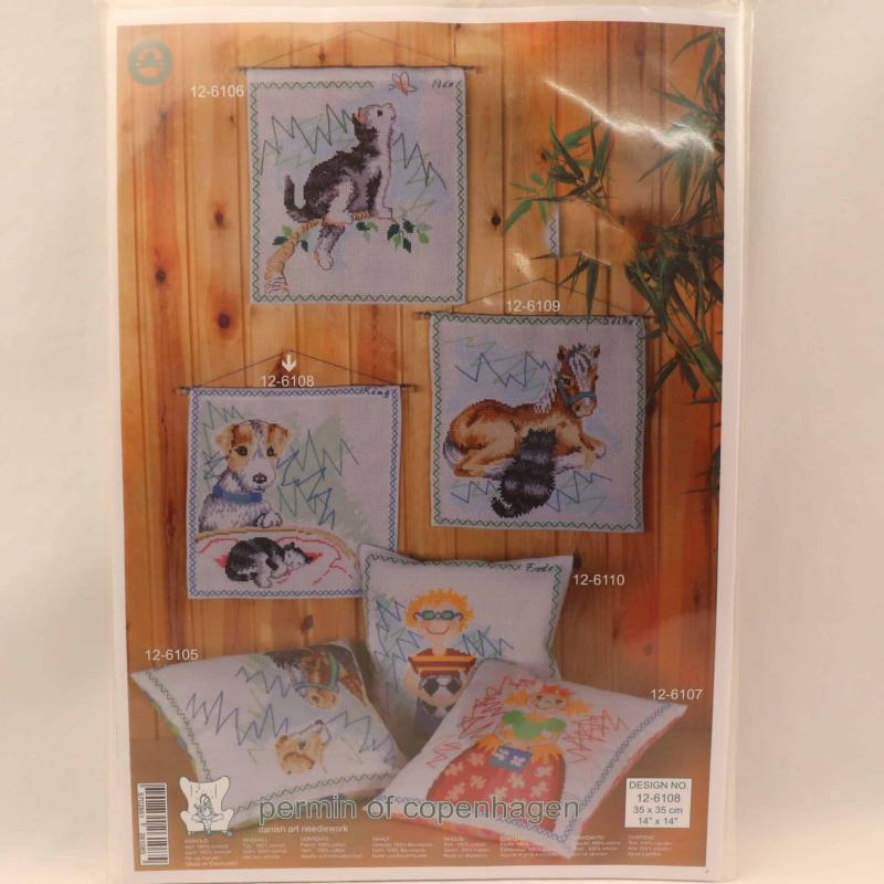Permin 12-6108 - Hund og Kat Pude 35x35 cm