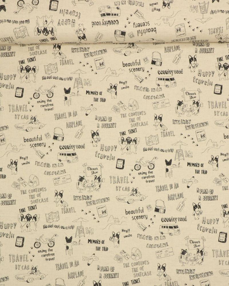 Fransk Bulldog Rejse Patchwork Stof fra Kokka