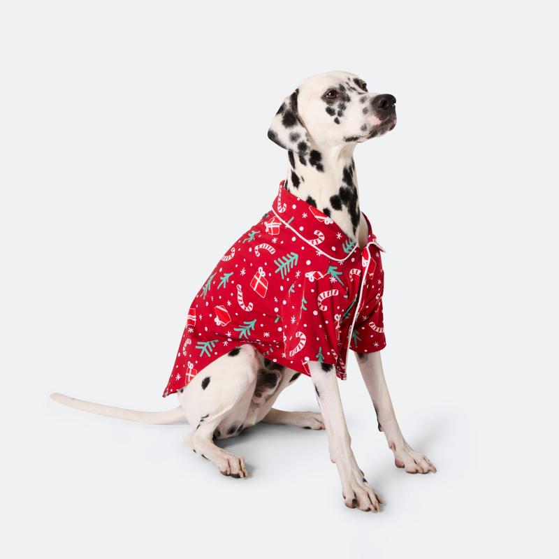 Rød Julemønster Julepyjamas Til Hunde - Sillysanta  - 7073008440379