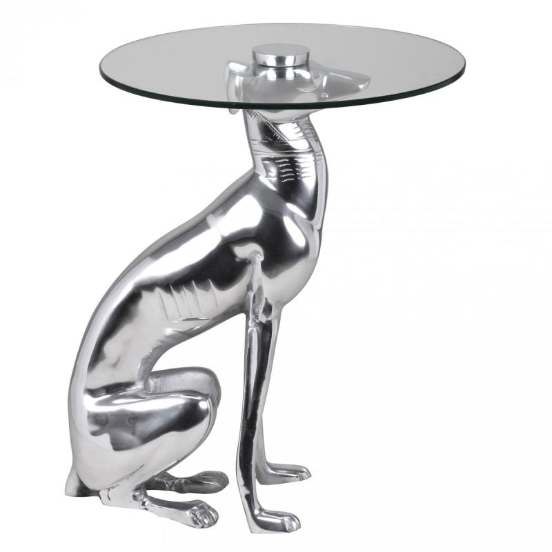 Sølvfarvet Design Skulptur Dekoration Sidebord Figur Hund Aluminium, ølvfarvet - Skyport  - 4250950225497