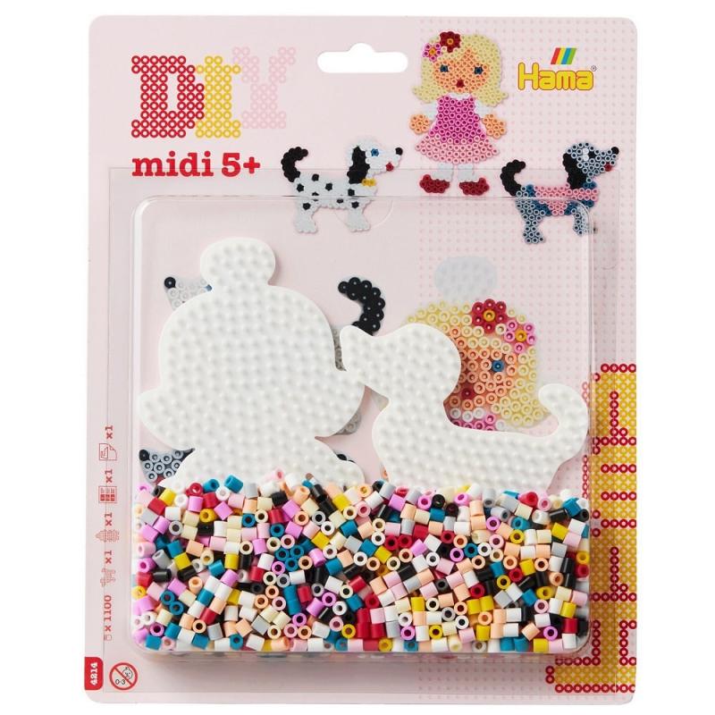 Hama Perlesæt Midi med Pige og Hund - 1100 Perler
