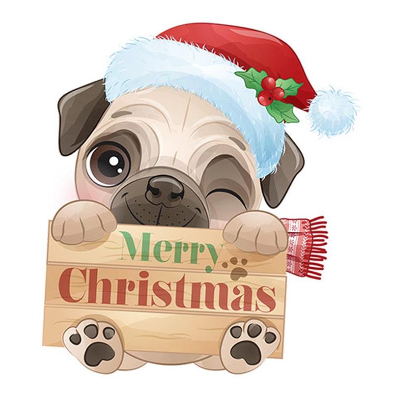 ød Flot Jule Wallsticker Til Væg Eller Toilettet Hund Med Skilt. Merry Christmas. -