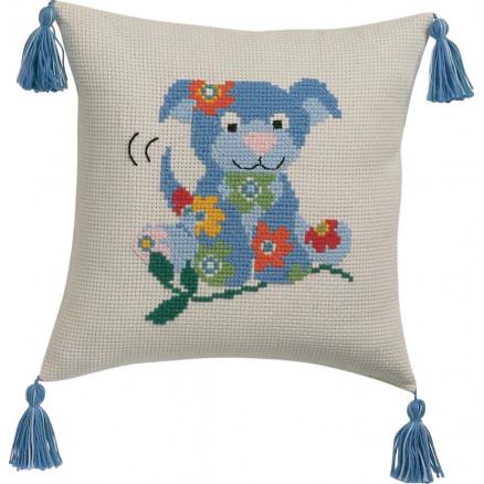 Permin Broderikit: Aida Pude med Hund 30x30cm