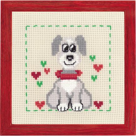 Permin Broderikit Aida Til Børn Hund 19x19cm - Permin  - 5702851373801