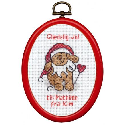 Permin Broderikit: Nissehund med Ramme 7x9cm