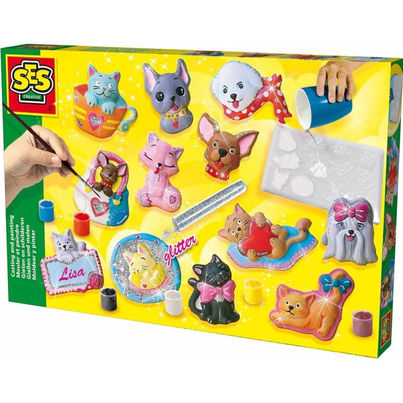 SES Creative Gipsfigurer: Støb og Mal Katte & Hunde
