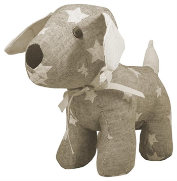 Dørstopper Sandfarvet Hund Med Stjerner Højde 23cm - Borg Living  - 5714580896483