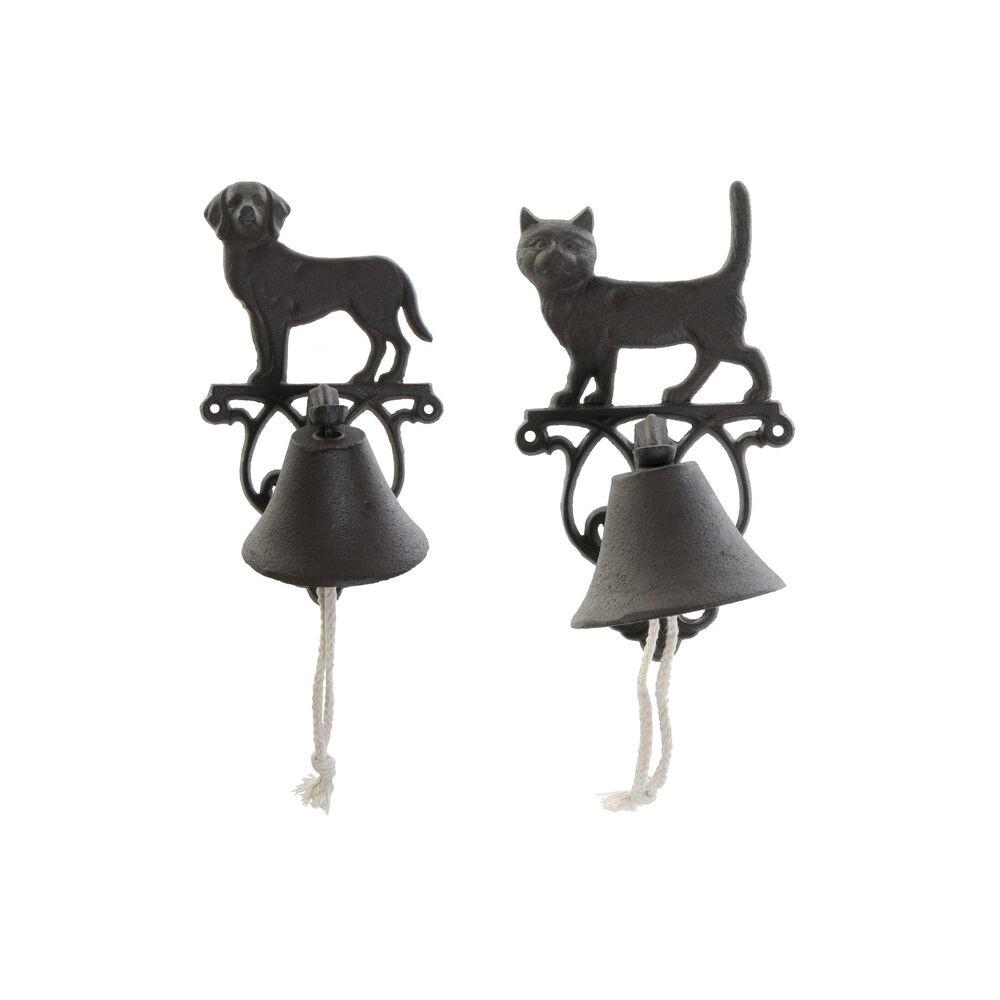 Klokke Kat Hund Brun Mørkebrun Tov Jern Enheder - Dkd Home Decor  - 8424001925254