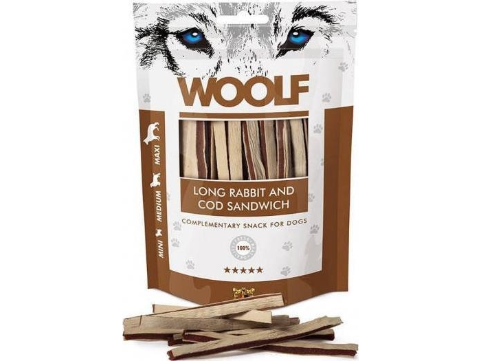 Woolf Lang Torskesandwich Hundegodbid 100g - Woolf  - 8594178550679