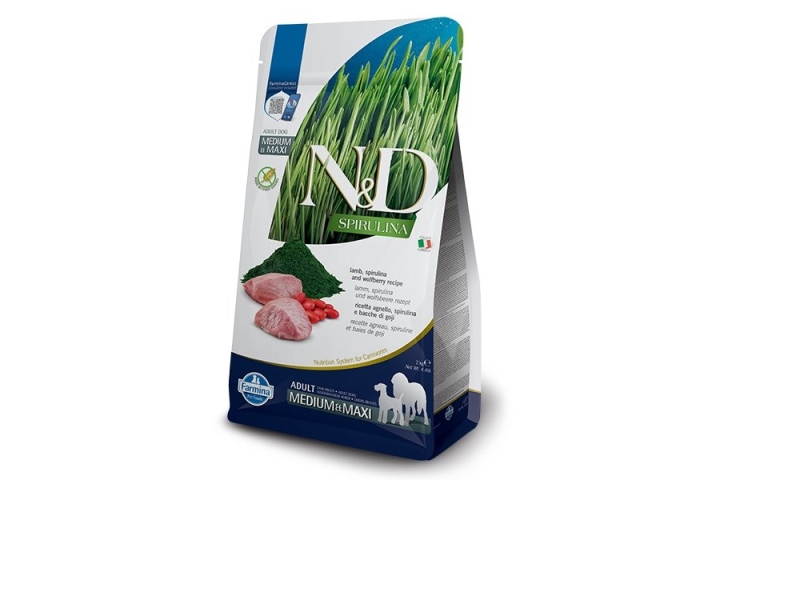 Farmina & Spirulina Lamb Adult Med Maxi Tørfoder Til Hunde - Farmina  - 8010276041081