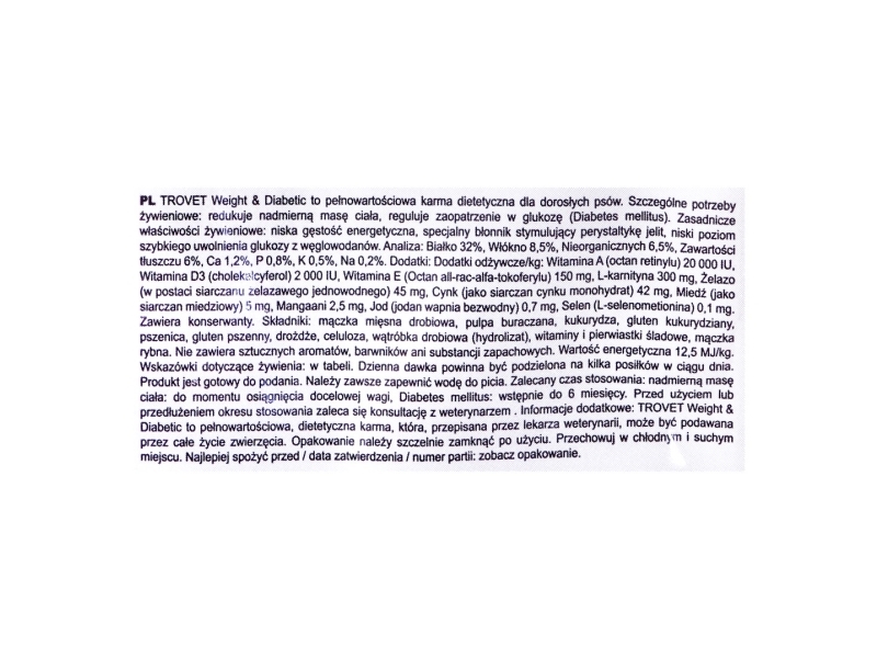 Trovet Weight & Diabetic Wrd - Trovet  - 8716811000444