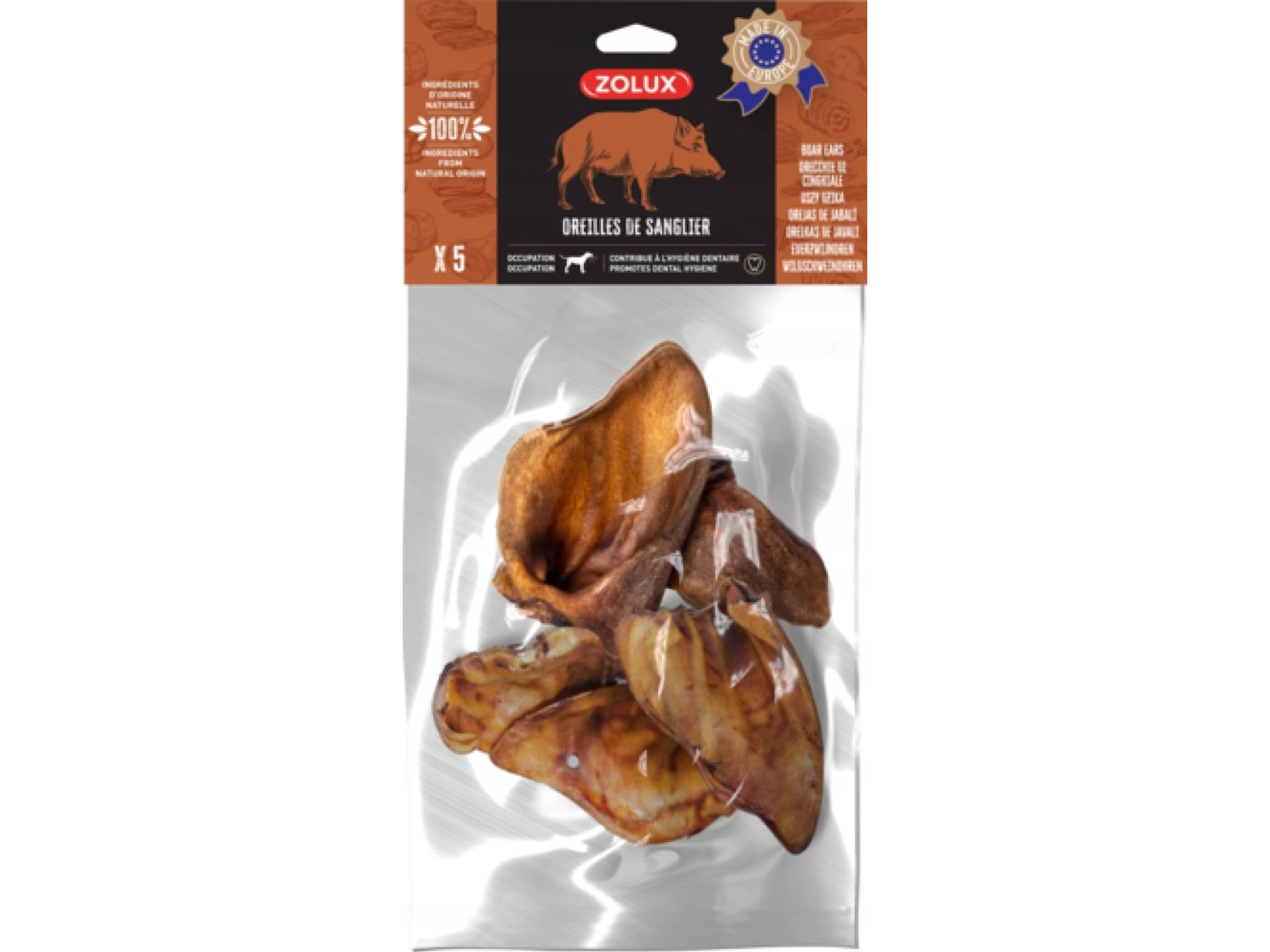 Zolux Zolux Naturlig Hundegodbid Vildsvineøre 130g - Zolux  - 3336024826454