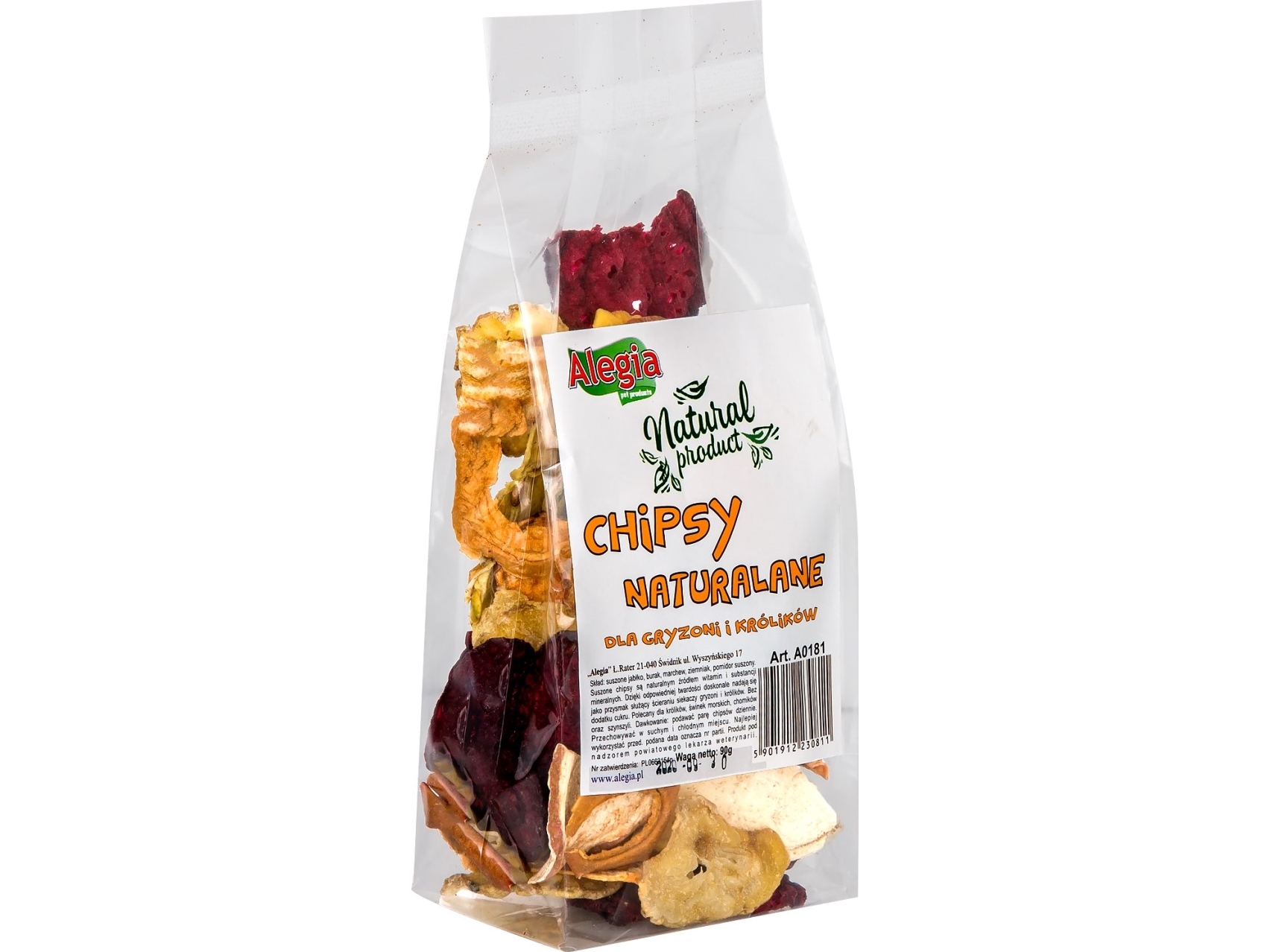 Alegia Natural Chips Godbidder Til Gnavere Kaniner 90g - Alegia  - 5901912230811