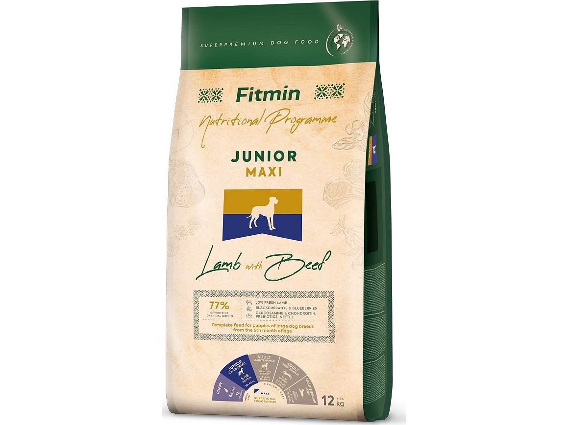 Fitmin Fitmin Maxi Junior Lam Med Oksekød Tørfoder Til Hunde - Fitmin  - 8595237033362