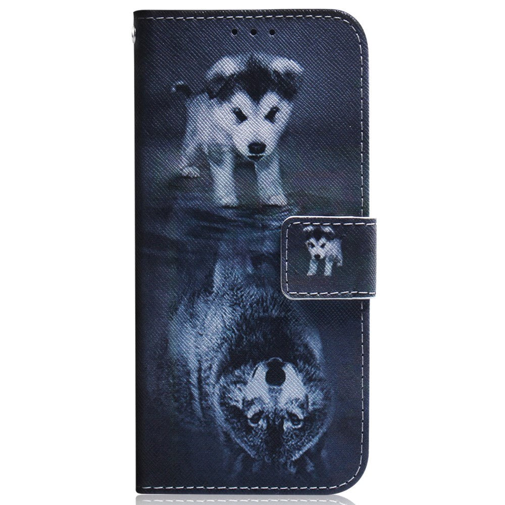 Samsung Galaxy A25 Læder Flip Cover Pung & Print Hund & Ulv - Incover
