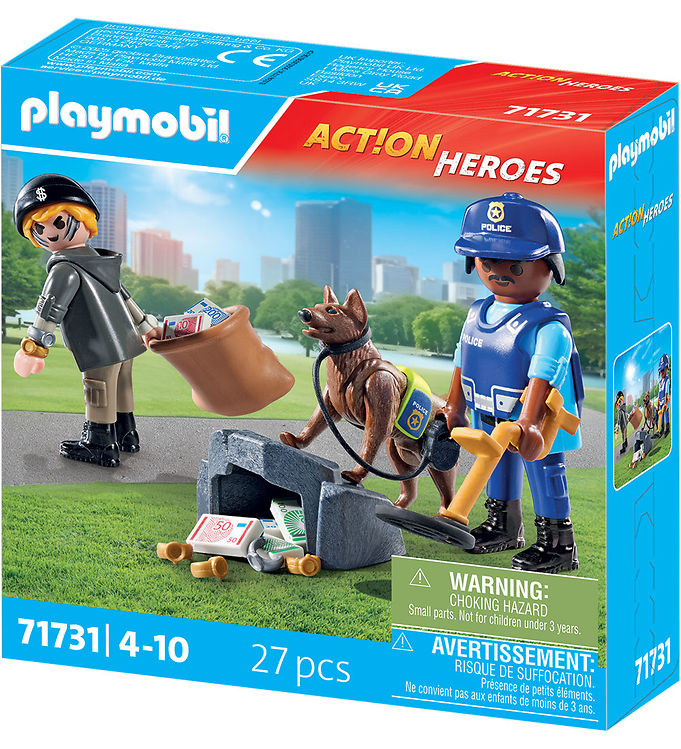 Multifarvet Playmobil Action Heroes Politieftersøgning Med Hund 71731 - Playmobil  - 4008789717313
