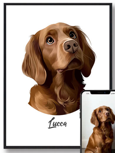 Hundeportræt Plakat Plakat Med Hund Størrelse: 21x29 7cm - Plakatdyr