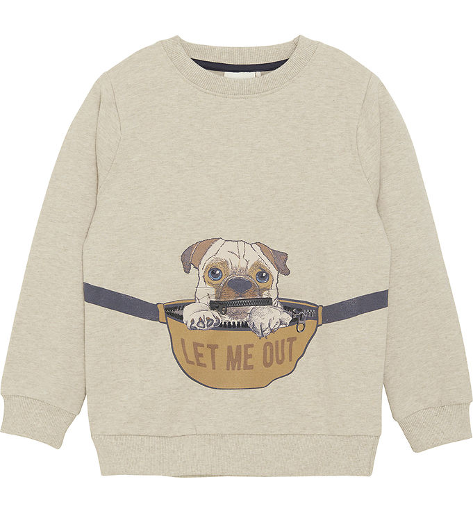 Beige Minymo Sweatee Shirt Meleret Hund - Minymo  - 5714999631934