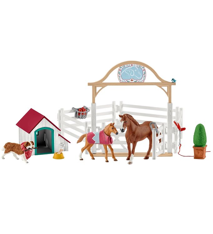 Hvid Schleich Horse Club Hannahs Gæstehest Hund 42458 - Schleich  - 4059433574295