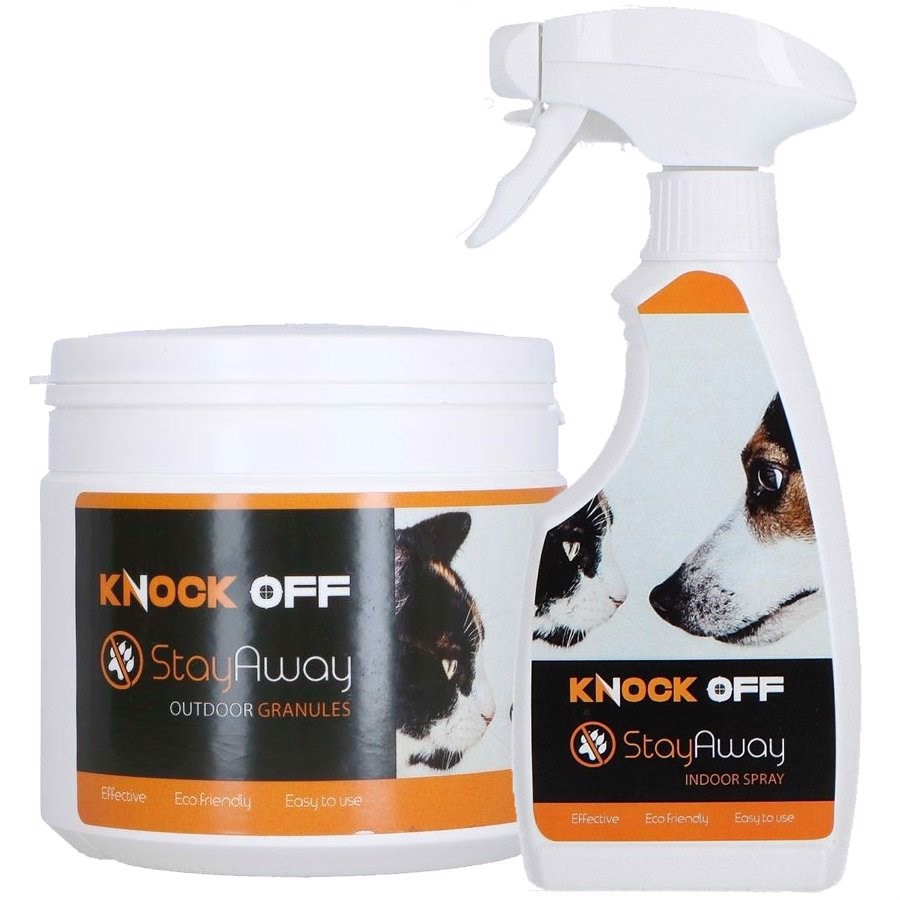 Væk Kat Hund Kombipakke Til Udendørs Indendørs Spray Granulat - Knock Off