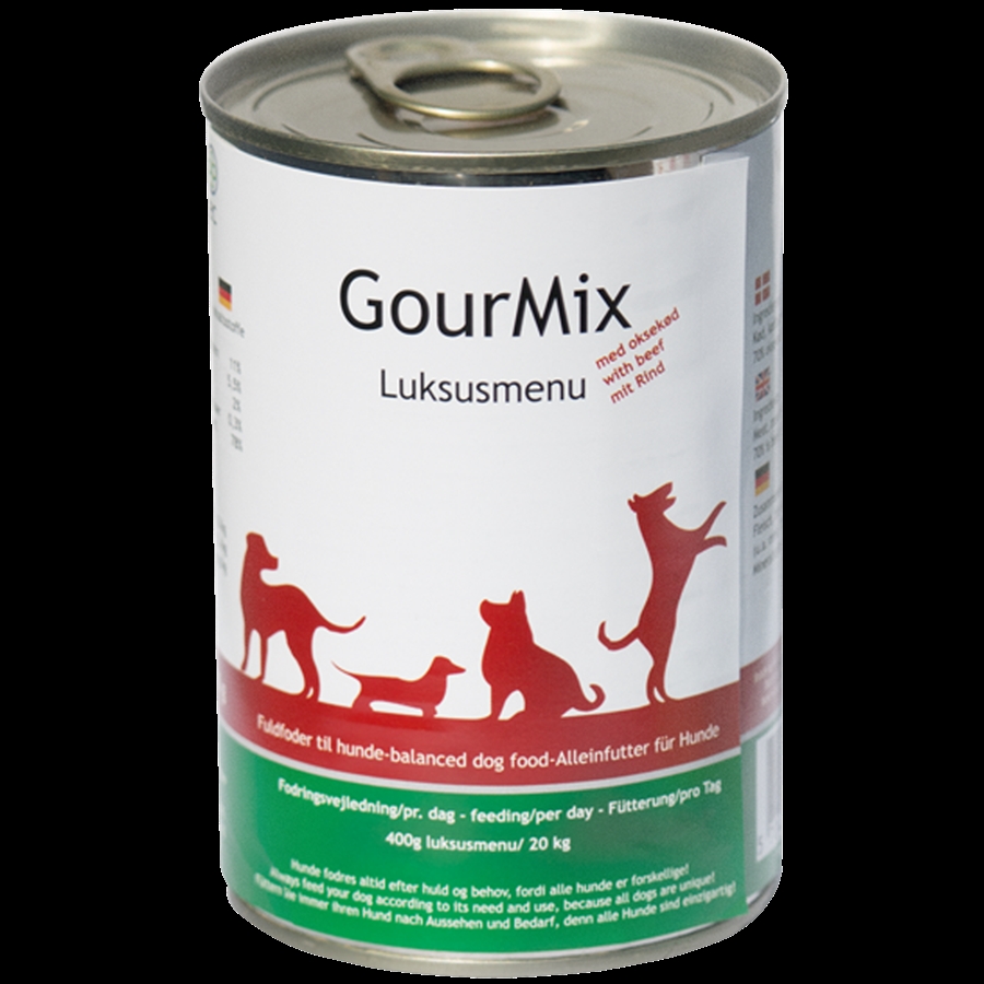 Gourmix Luksus Dåsemad Med Oksekød Hund 400g - Vetcur Biotec  - 5704202000893
