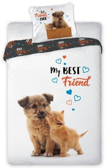 Hund Kat Best Friend Sengetøj 140x200 100 Procent Bomuld - Mcu  - 5907750593170