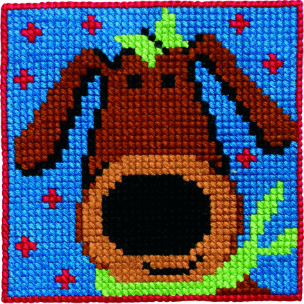 Permin Broderikit Børnestramaj Hund 25x25cm - Permin  - 5702859353003